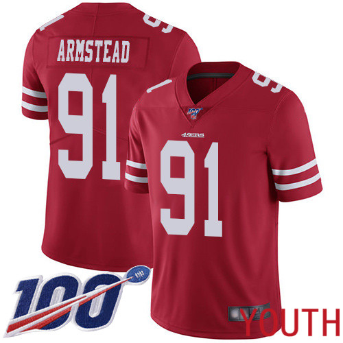 San Francisco 49ers Limited Red Youth Arik Armstead Home NFL Jersey #91 100th Season Vapor Untouchable->youth nfl jersey->Youth Jersey